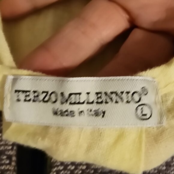 Size Large Terzo Millennio Made in Italy 100% Linen Maxi Dress Buttery Yellow - Picture 6 of 8